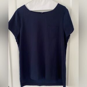 J. Crew Factory short-sleeve navy top with pocket, size medium
